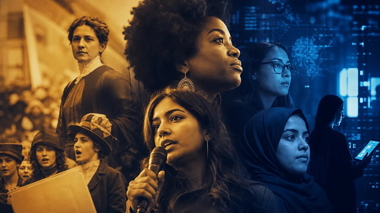 Courageous women advocates and leaders across history uniting for civil and digital rights